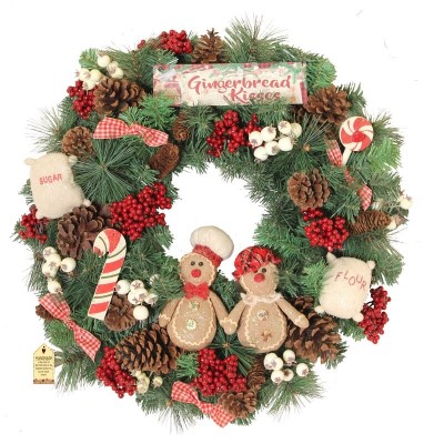 Christmas Wreath with gingerbread figures